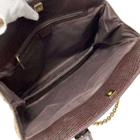 GUCCI Vintage Monogram Horsebit Chain Shoulder Bag Beige Brown Canvas [105425] - Picture 11 of 13